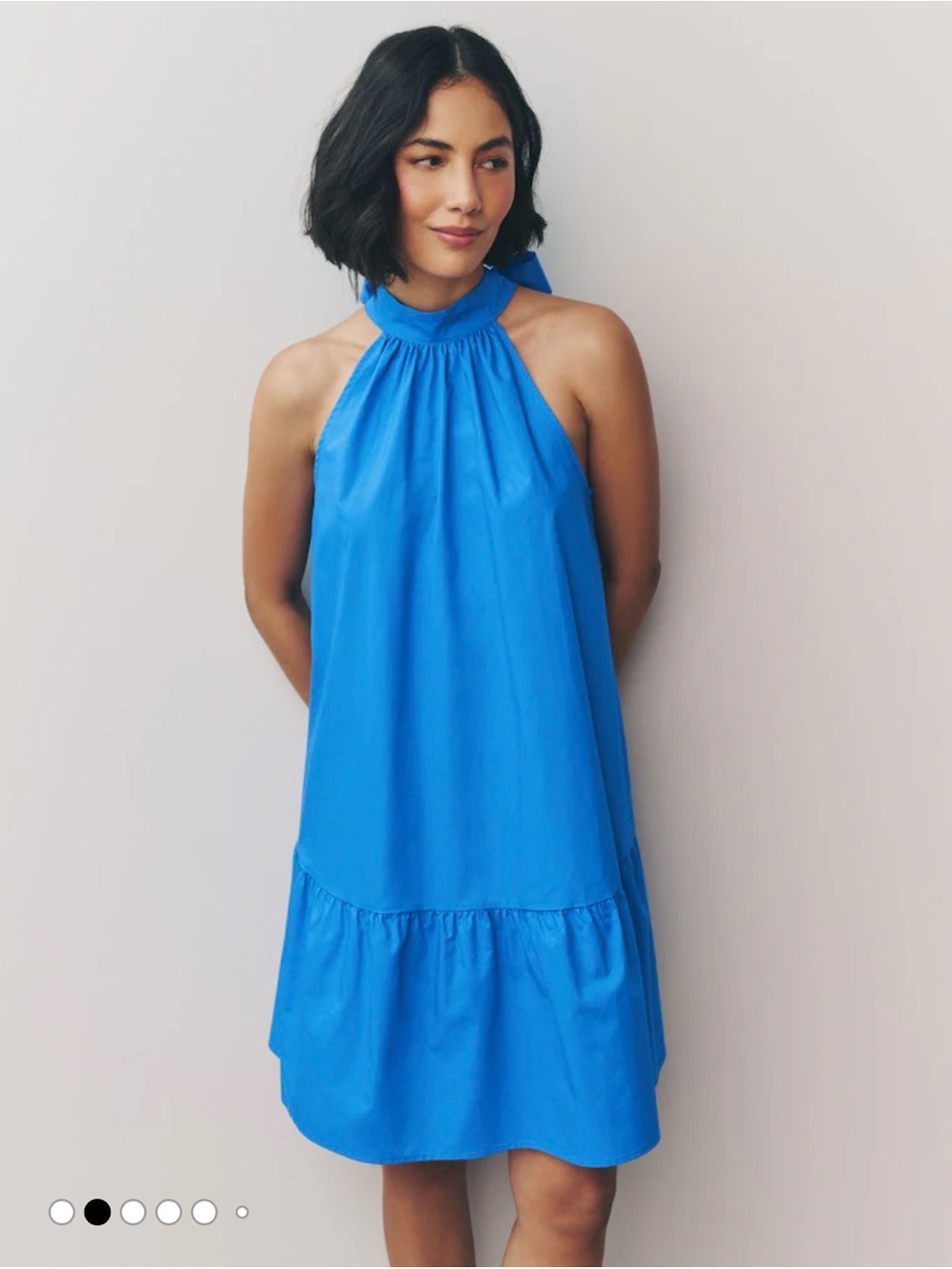 Blue Halter Tiered Dress